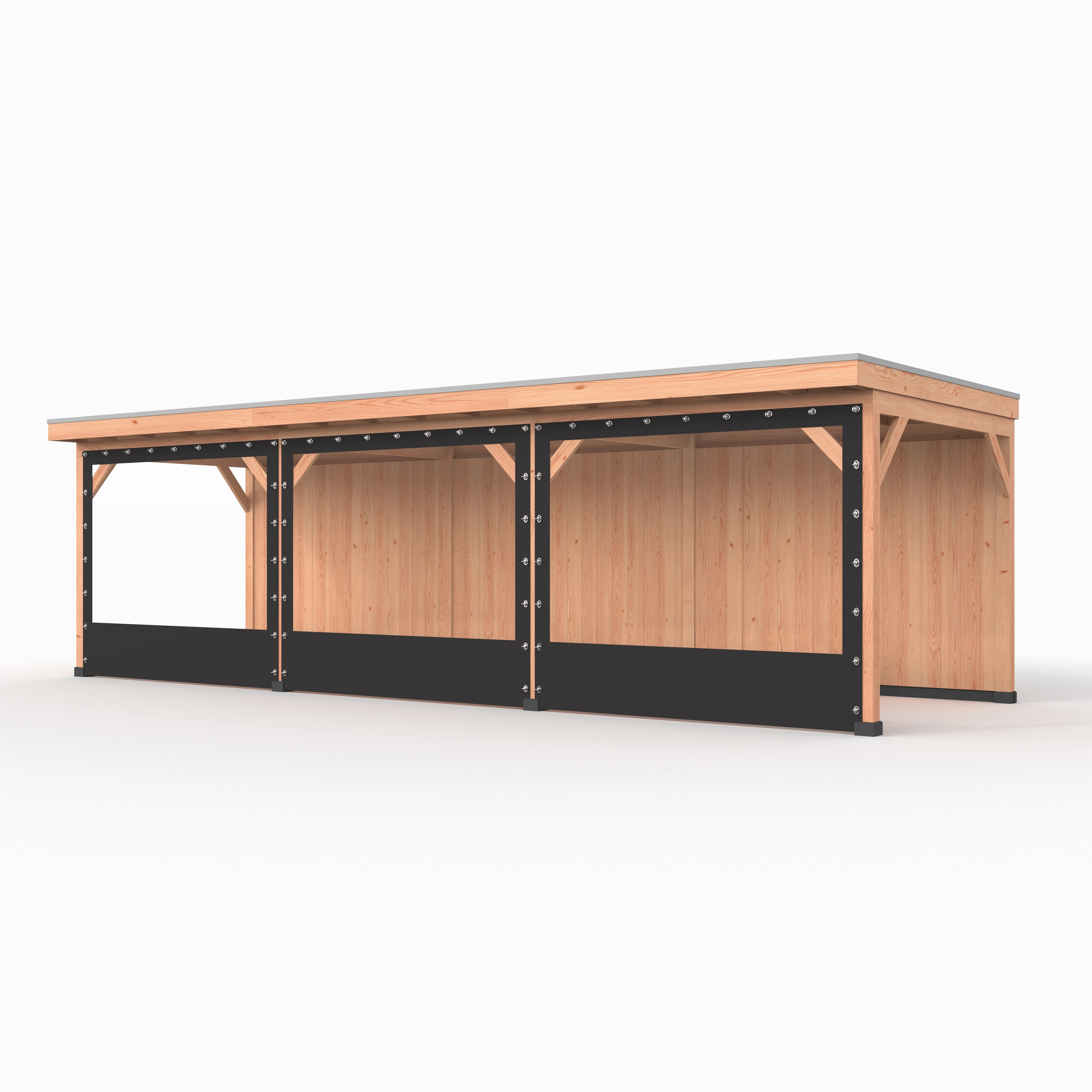 Verandazeil Wand 900 cm Zwart - voor 14 x 14 cm Staanders - Afbeelding 1